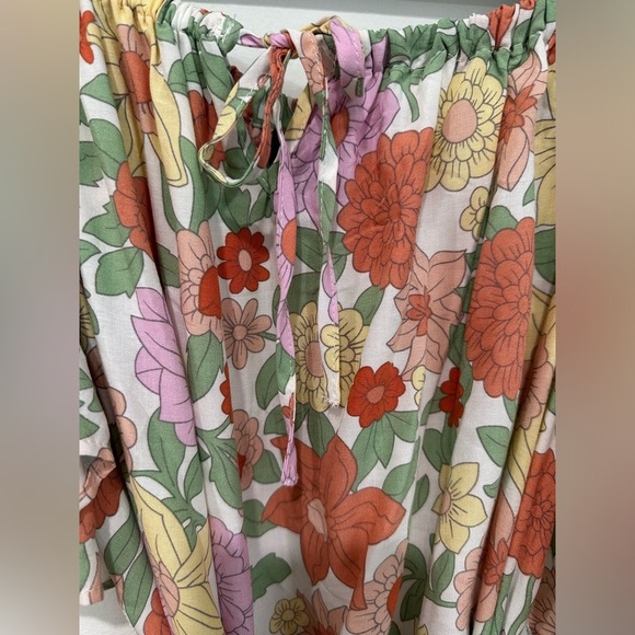Rachel Zoe Floral Dress Multicolored Braided Belt Flutter Sleeve Boho Large NWT - Picture 3 of 10